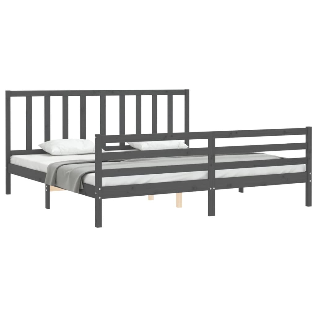 vidaXL Bed Frame without Mattress Grey 200x200 cm Solid Wood Pine