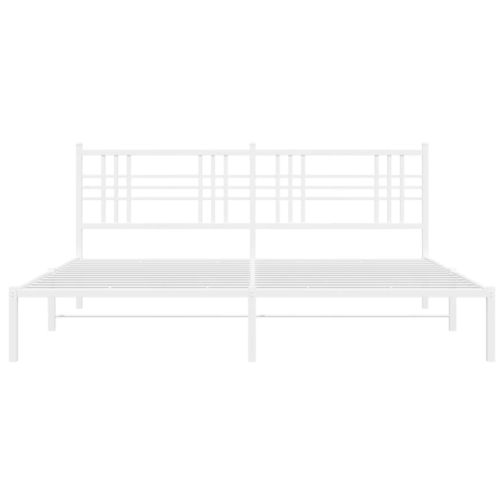 vidaXL Metal Bed Frame without Mattress with Headboard White 193x203 cm