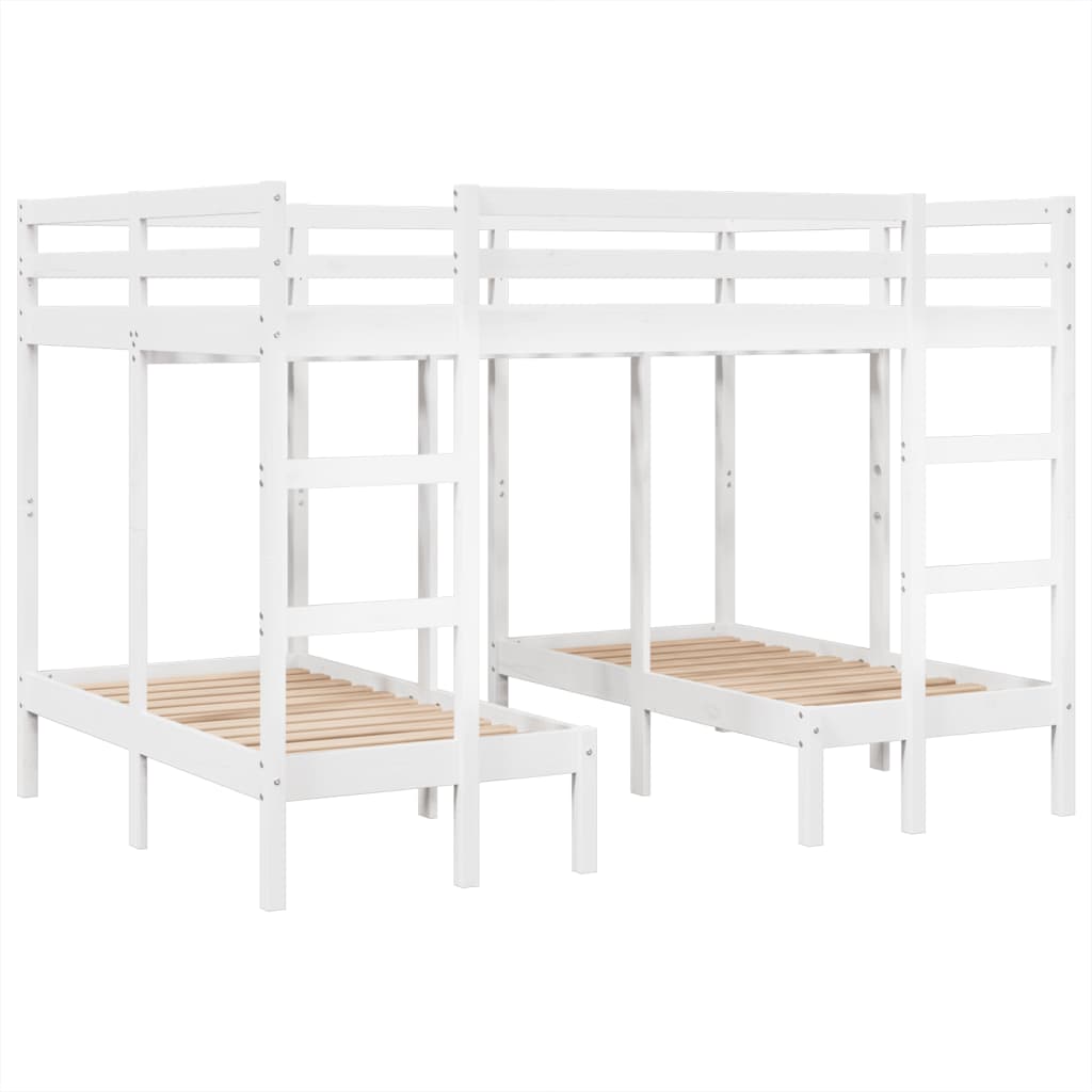 vidaXL Triple Bunk Bed Frame White 140x200/70x140 cm Solid Wood Pine