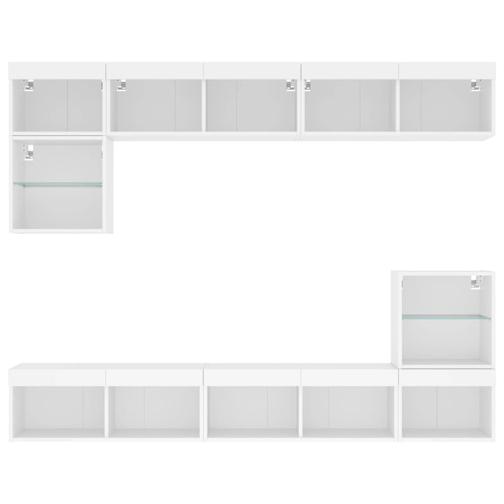 vidaXL 8 Piece TV Wall Units with LED White Engineered Wood