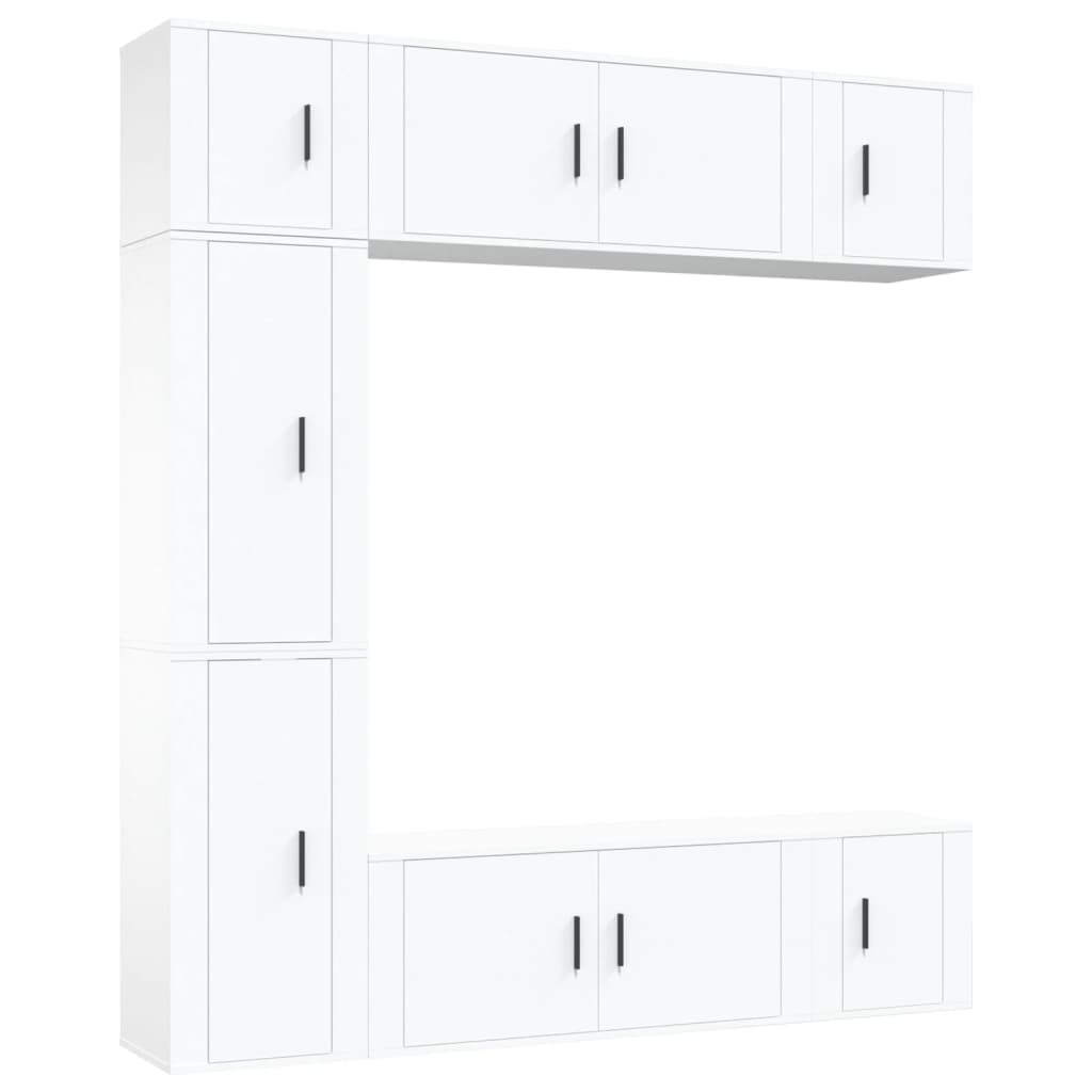 vidaXL 7 Piece TV Cabinet Set White Engineered Wood