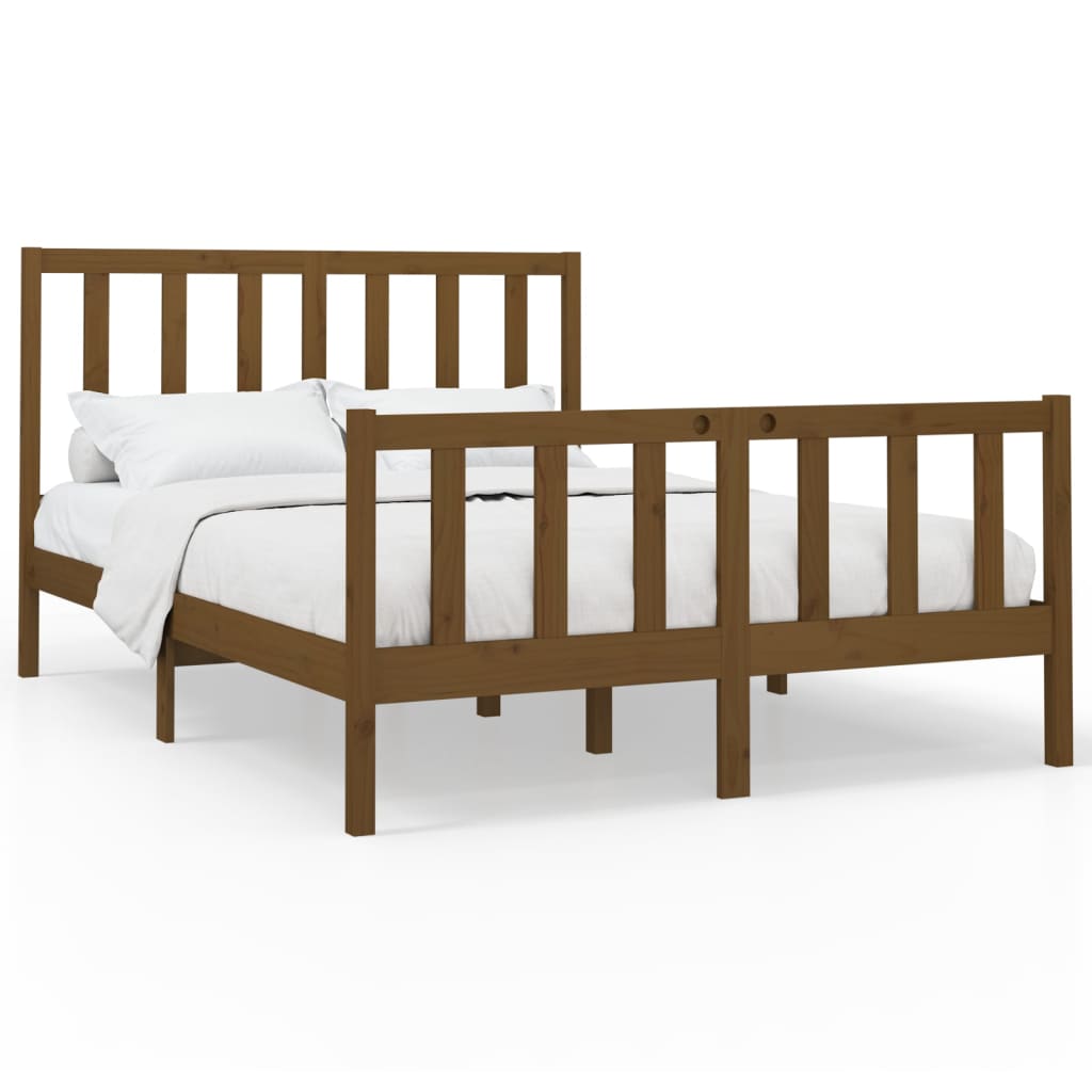 vidaXL Bed Frame without Mattress Honey Brown 150x200 cm King Size Solid Wood Pine