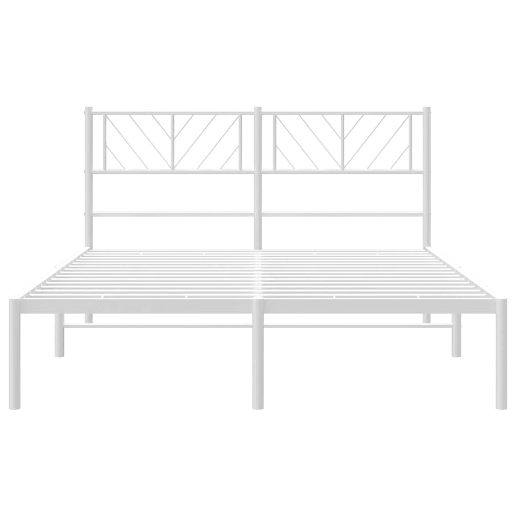 vidaXL Metal Bed Frame without Mattress with Headboard White 140x190 cm