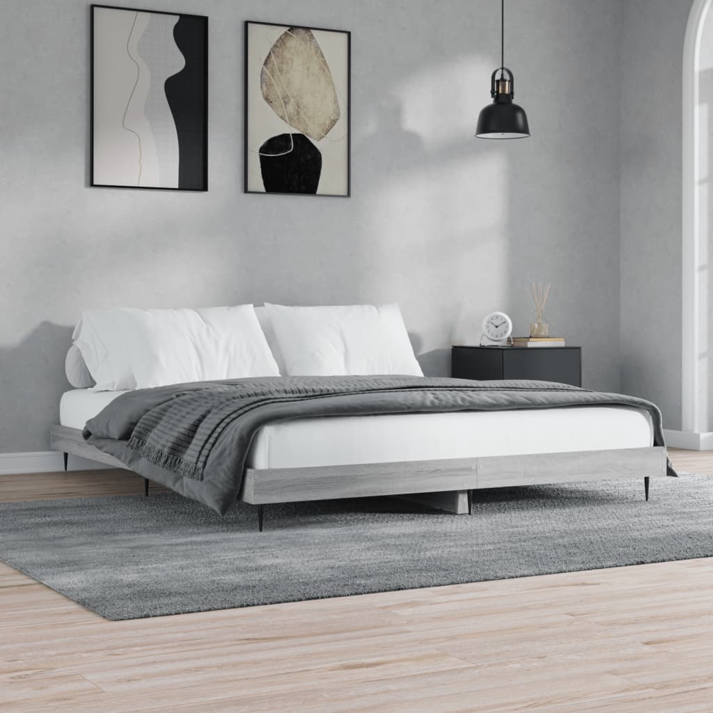 vidaXL Bed Frame without Mattress Grey Sonoma 140x200 cm Engineered Wood