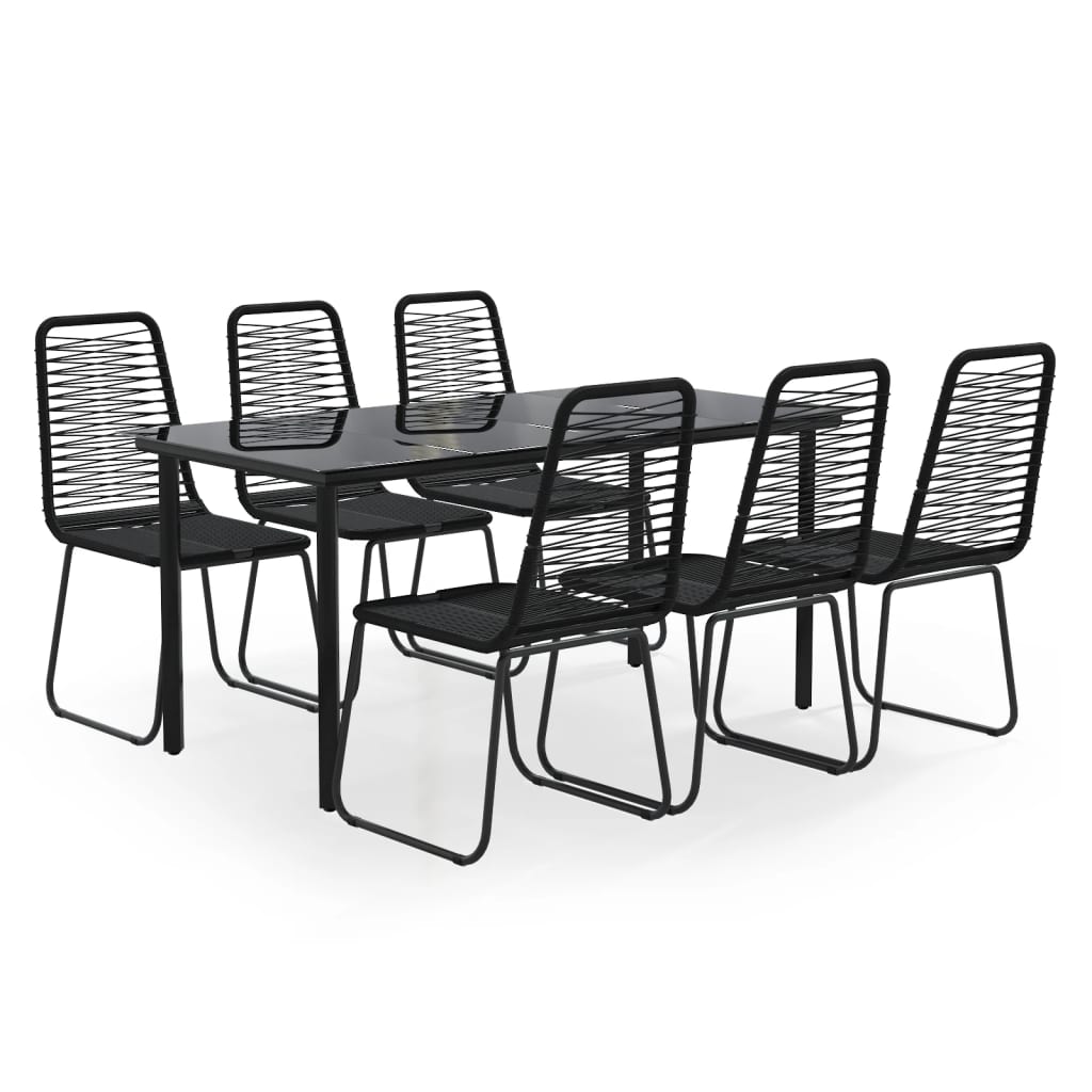 vidaXL 7 Piece Garden Dining Set Black