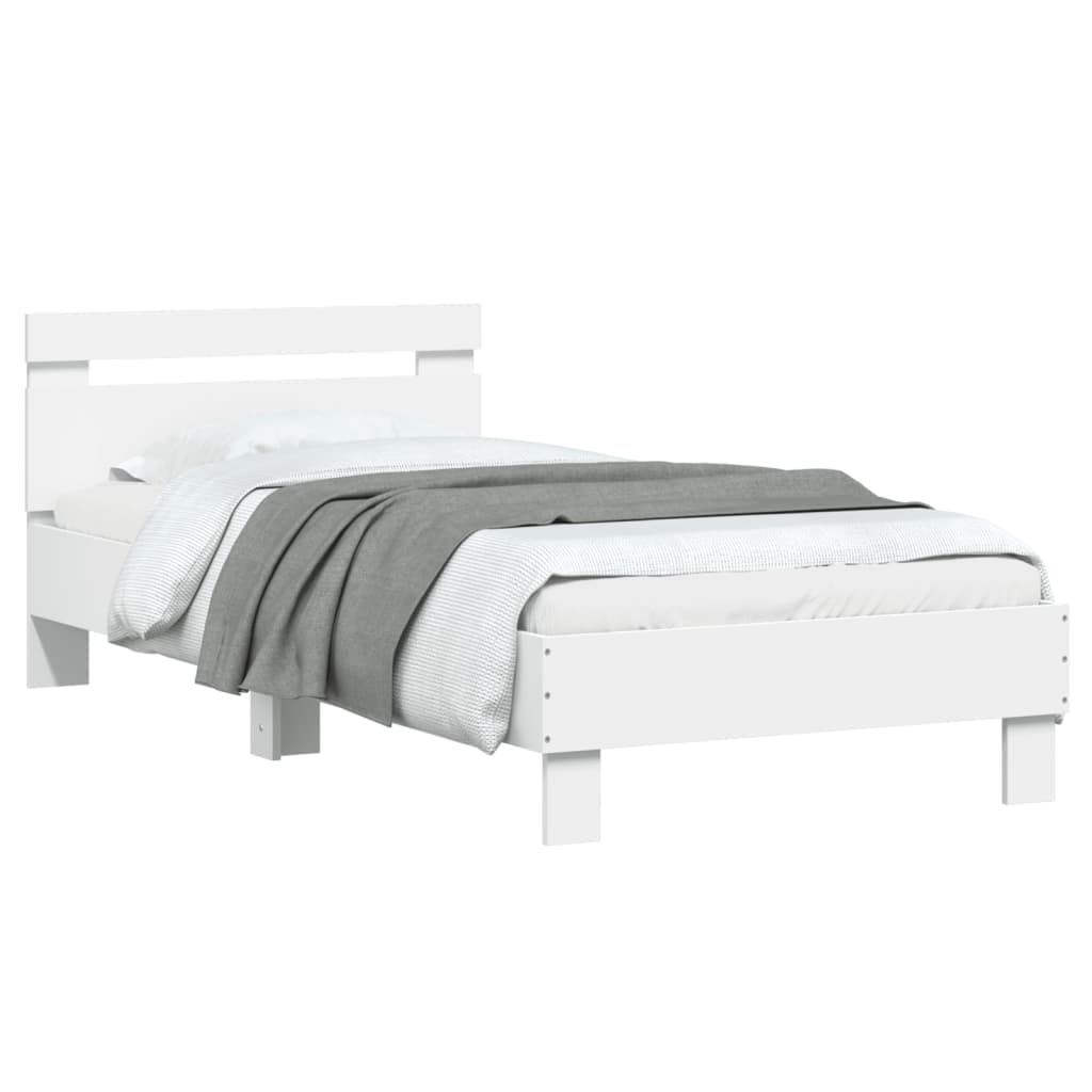 vidaXL Bed Frame without Mattress with Headboard White 90x190 cm Single