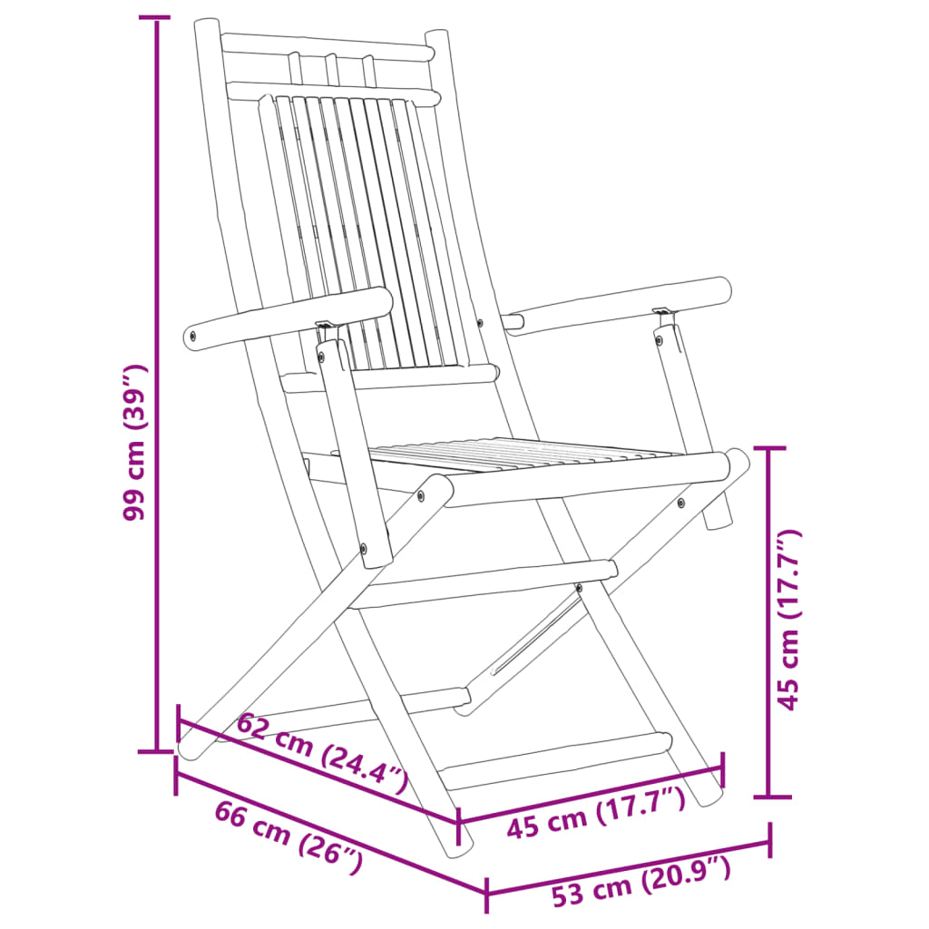 vidaXL Folding Garden Chairs 6 pcs 53x66x99 cm Bamboo