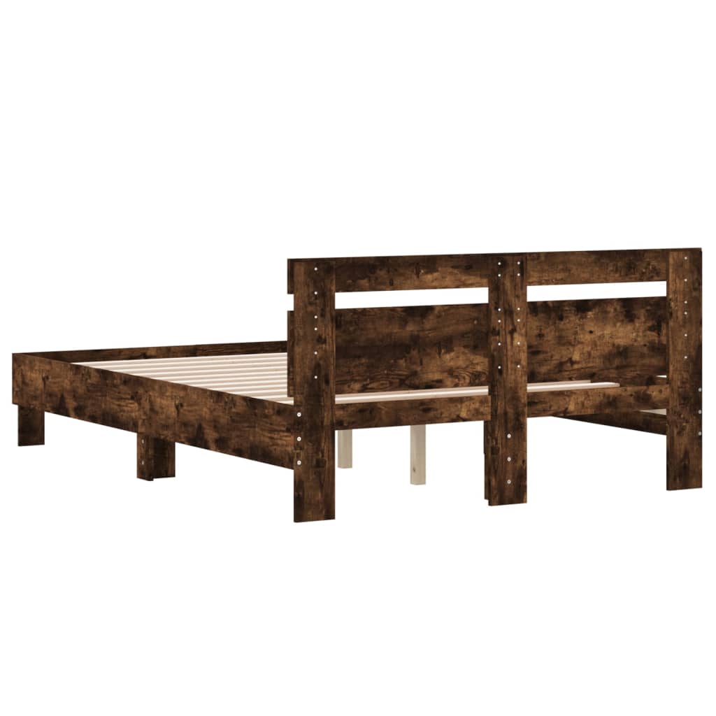 vidaXL Bed Frame without Mattress Smoked Oak 120x200 cm