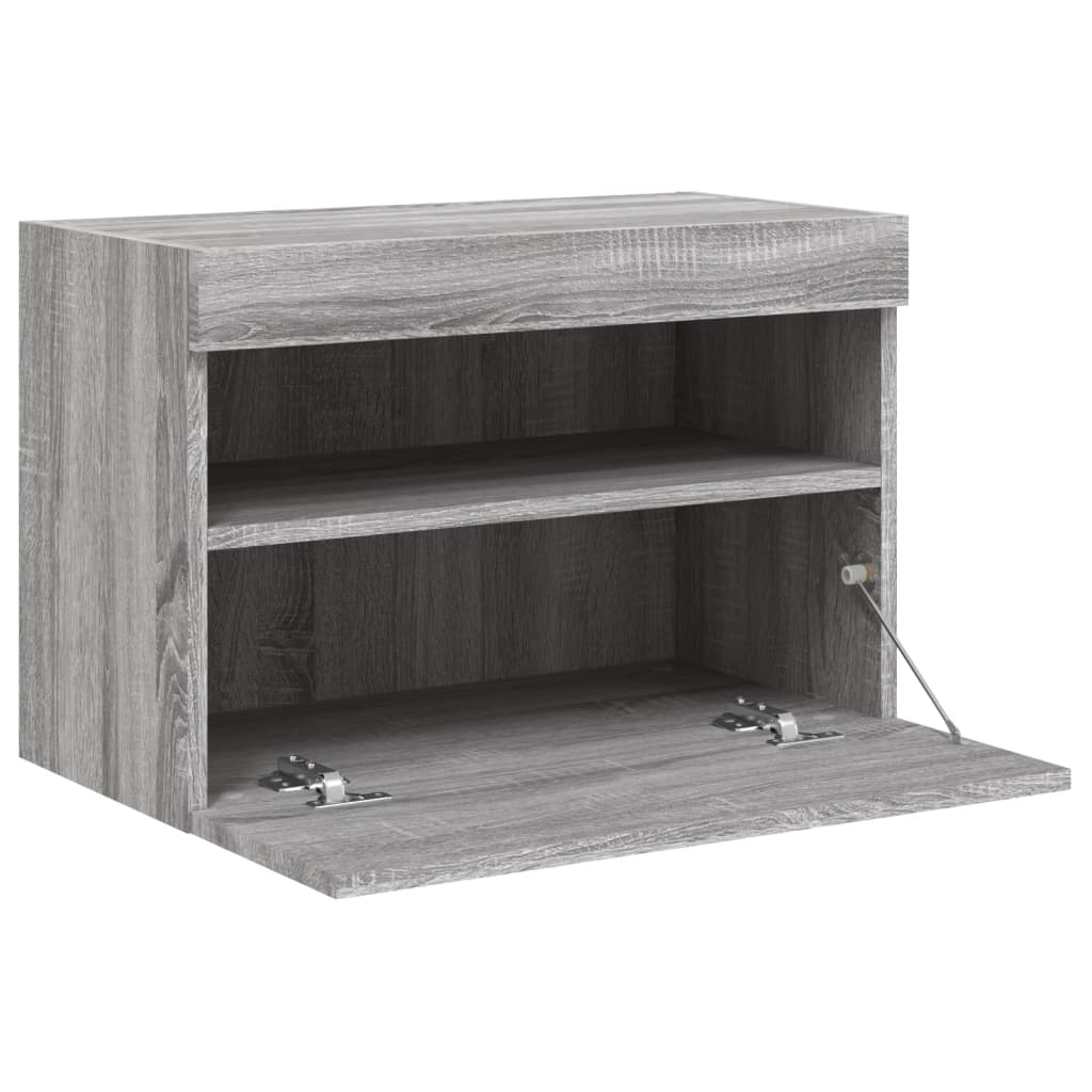 vidaXL TV Wall Cabinet with LED Lights Grey Sonoma 60x30x40 cm