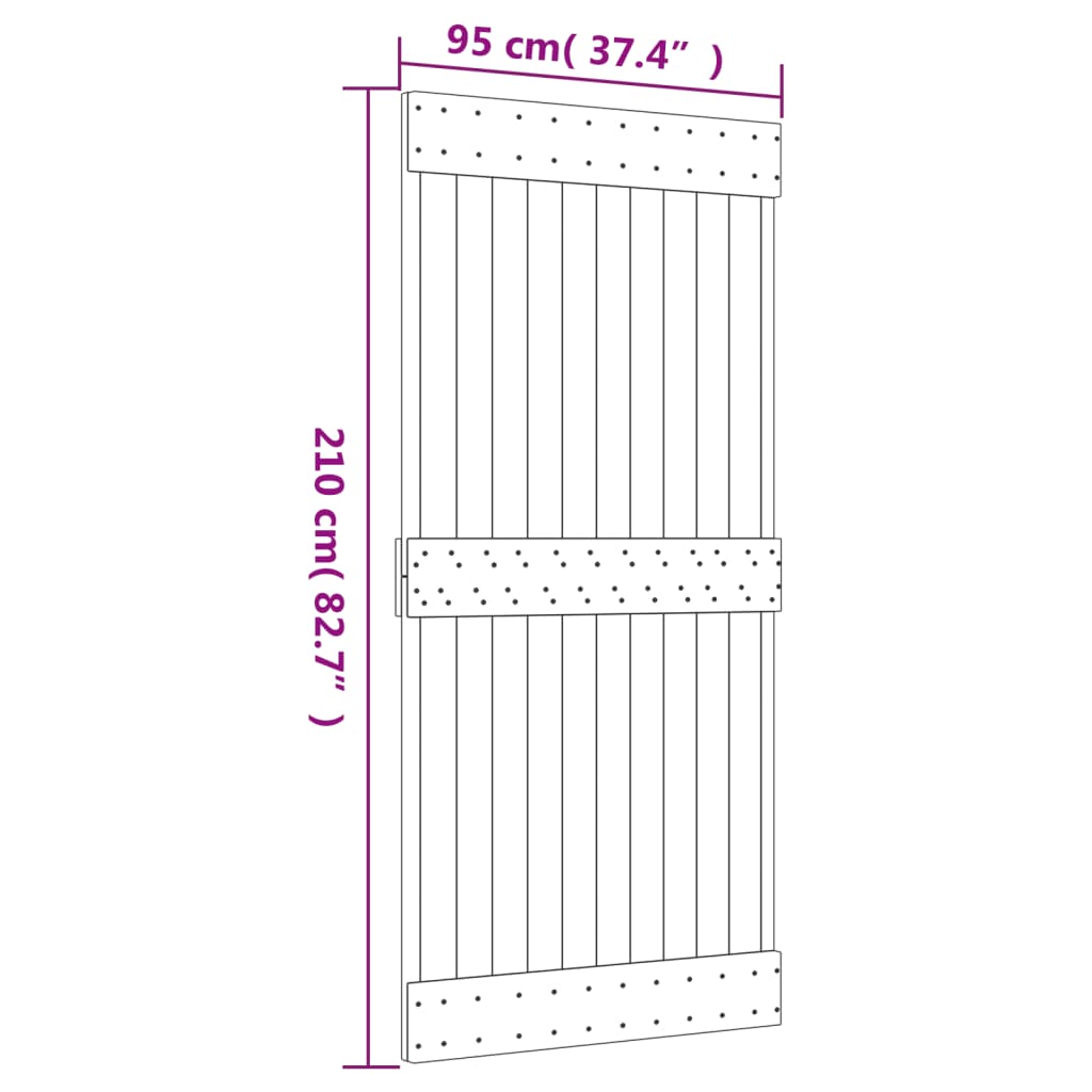 vidaXL Sliding Door with Hardware Set 95x210 cm Solid Wood Pine