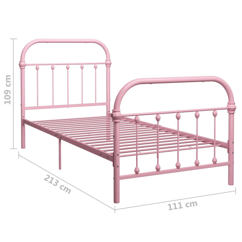 vidaXL Bed Frame without Mattress Pink Metal 100x200 cm