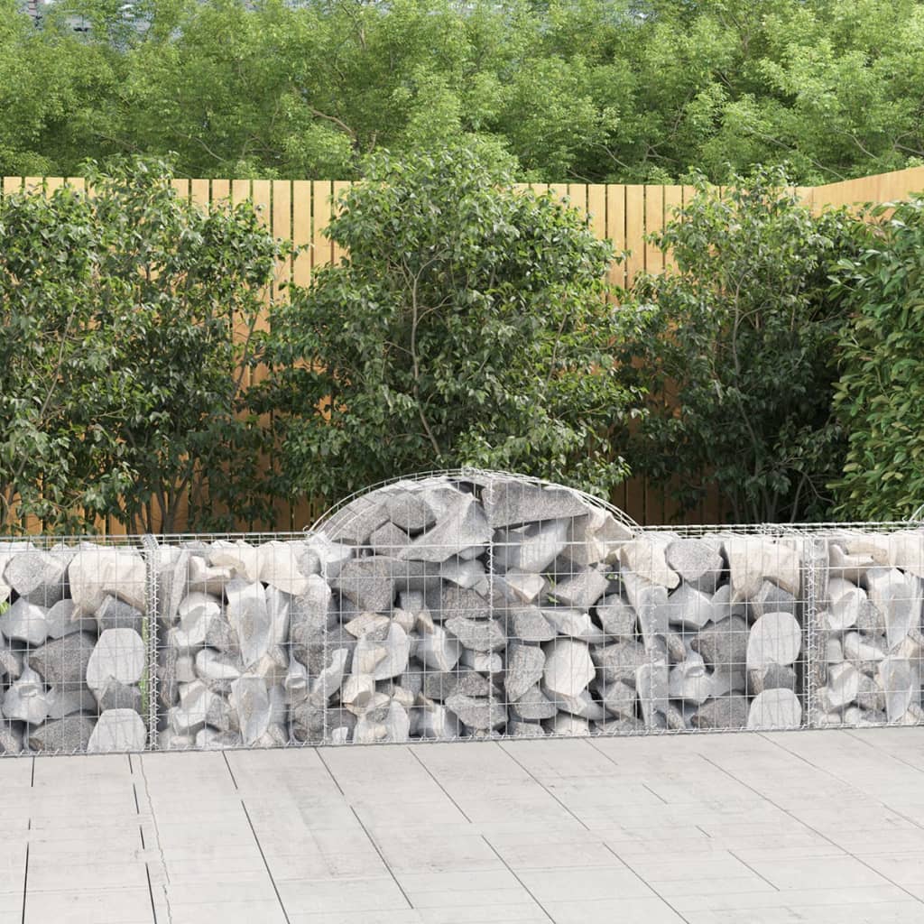 vidaXL Arched Gabion Baskets 11 pcs 200x50x60/80 cm Galvanised Iron