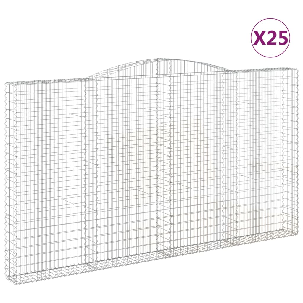 vidaXL Arched Gabion Baskets 25 pcs 400x30x220/240 cm Galvanised Iron