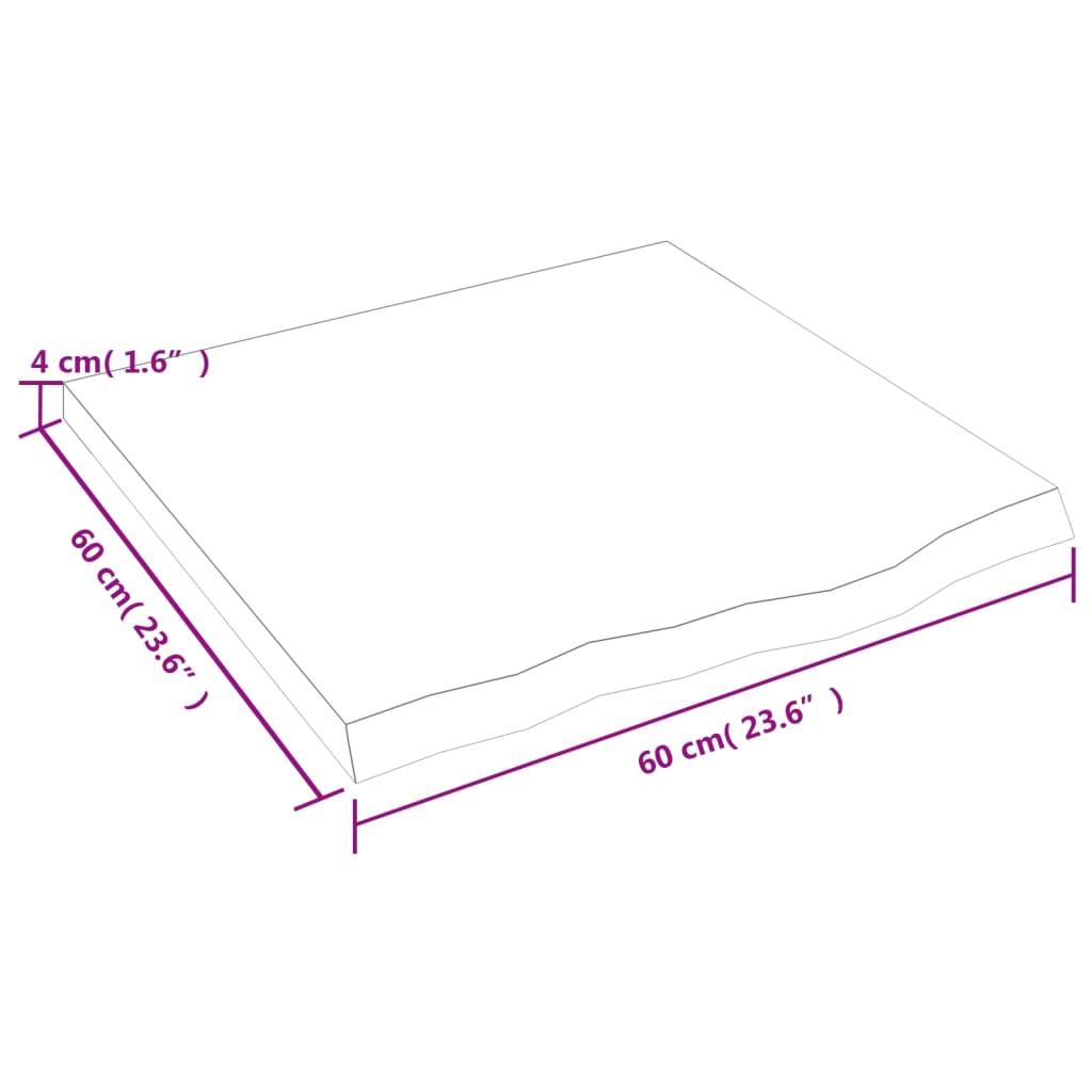 vidaXL Bathroom Countertop 60x60x(2-4) cm Untreated Solid Wood