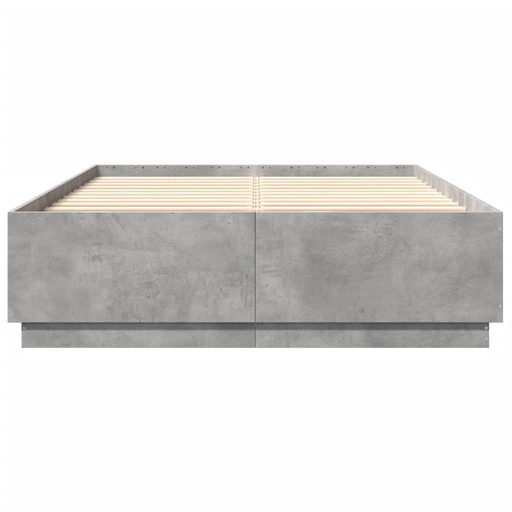 vidaXL Bed Frame with LED without Mattress Concrete Grey 120x200 cm