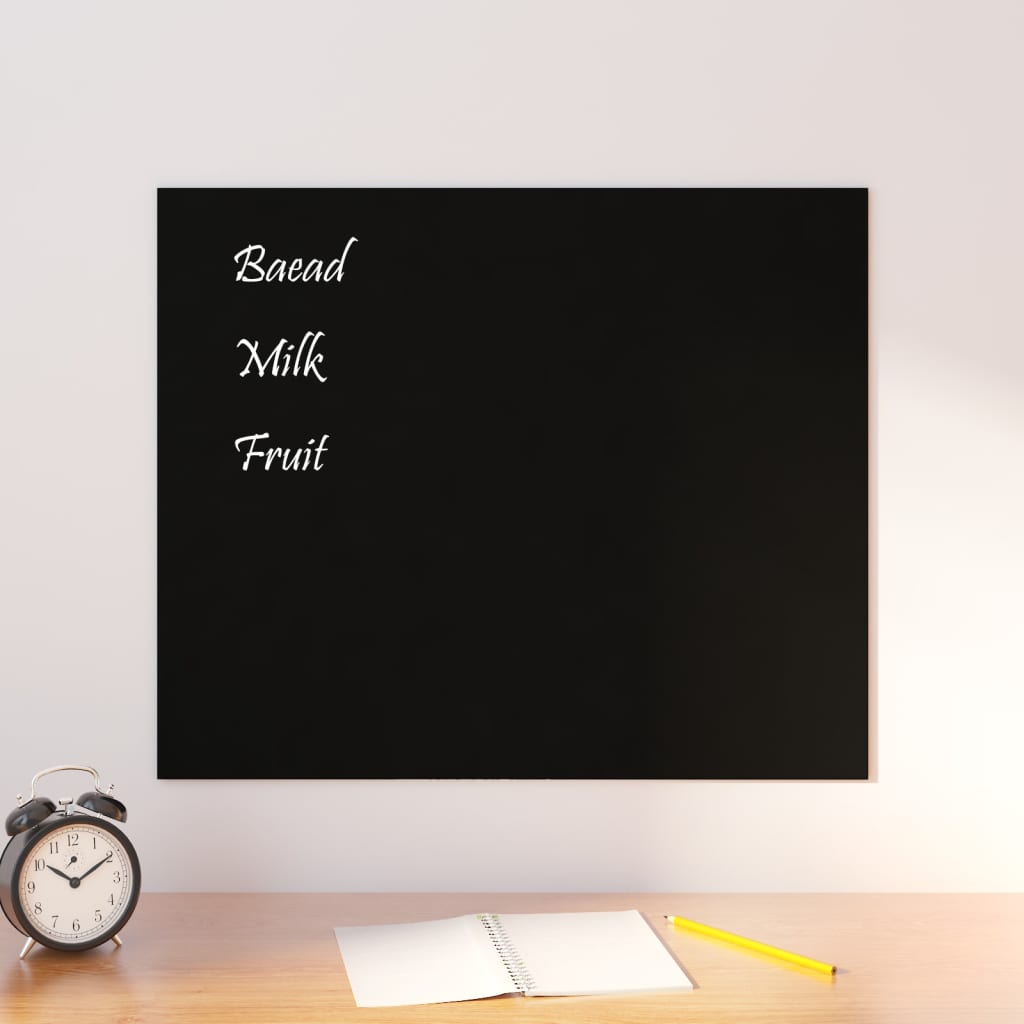 vidaXL Wall-mounted Magnetic Board Black 60x50 cm Tempered Glass