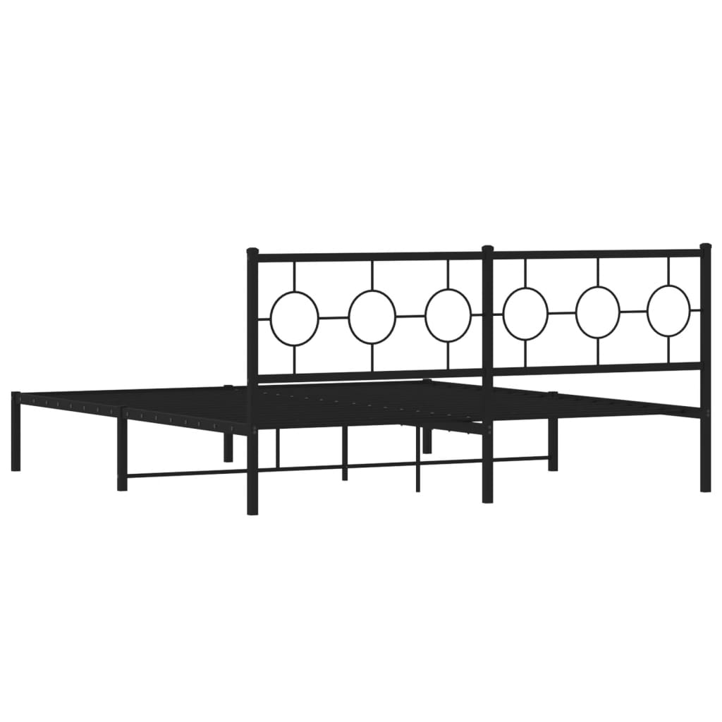 vidaXL Metal Bed Frame without Mattress with Headboard Black 183x213 cm