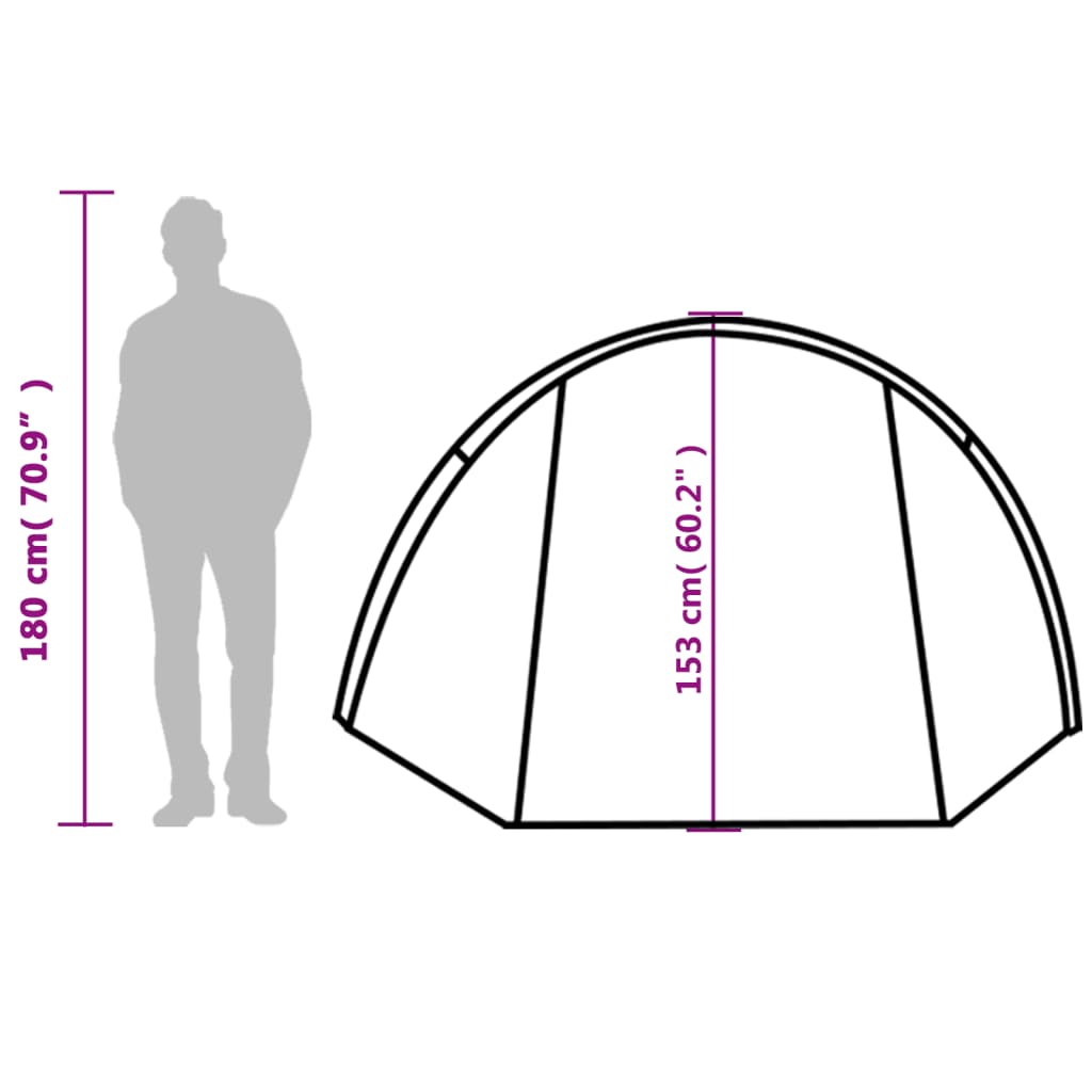 vidaXL Camping Tent Tunnel 4-Person Grey and Orange Waterproof