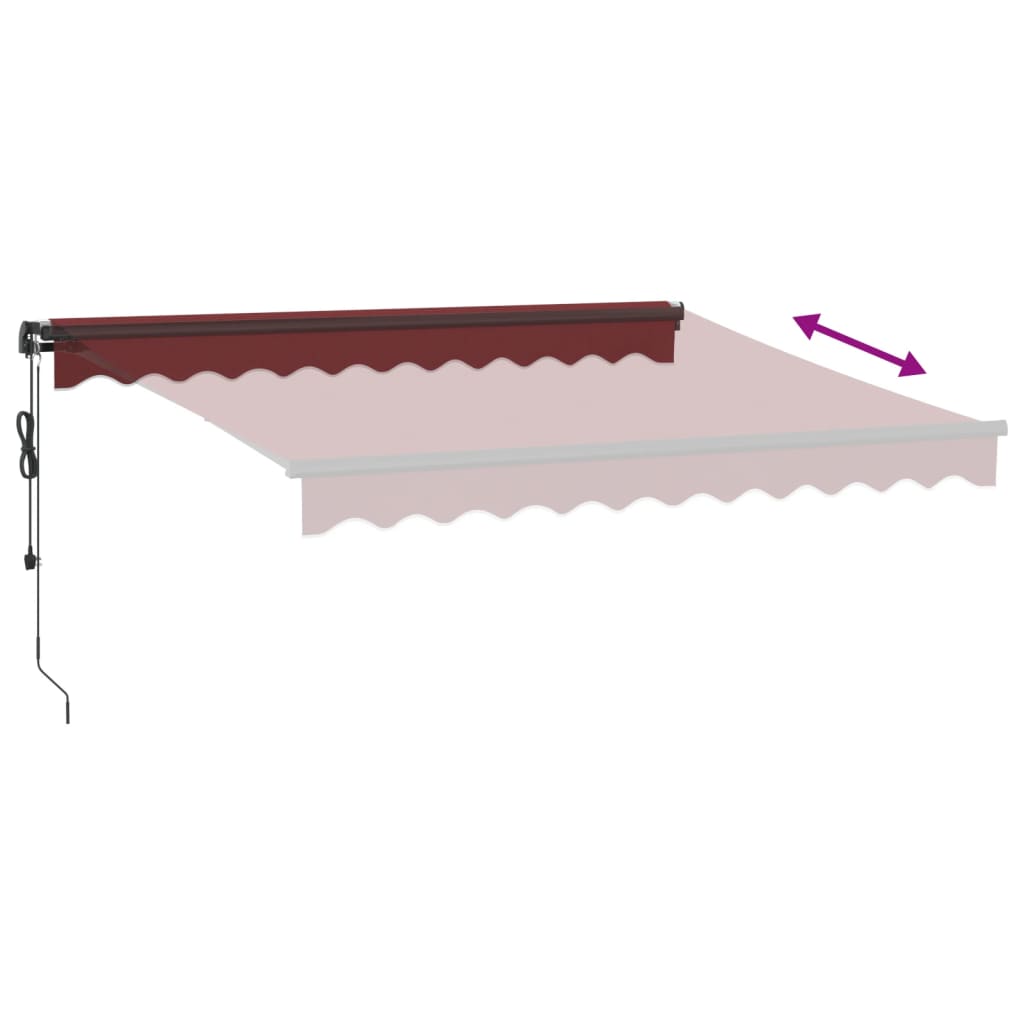 vidaXL Automatic Retractable Awning with LEDs Burgundy 300x250 cm