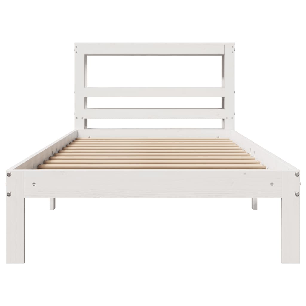 vidaXL Bed Frame with Headboard without Mattress White 75x190 cm Small Single