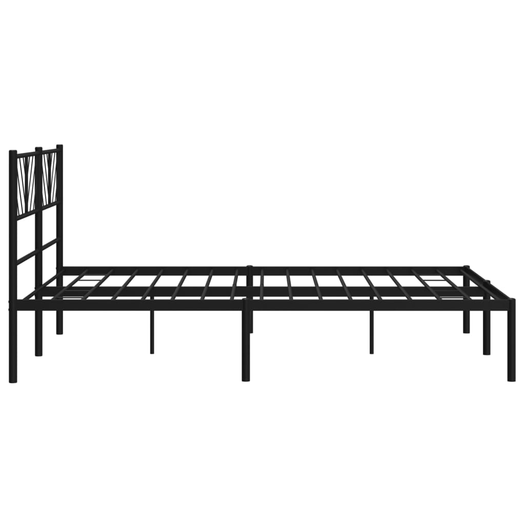 vidaXL Metal Bed Frame without Mattress with Headboard Black 120x190 cm Small Double