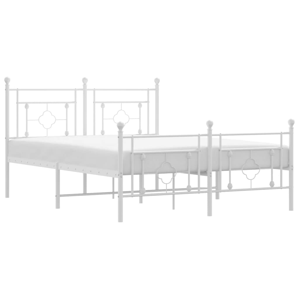 vidaXL Metal Bed Frame without Mattress with Footboard White 140x200 cm