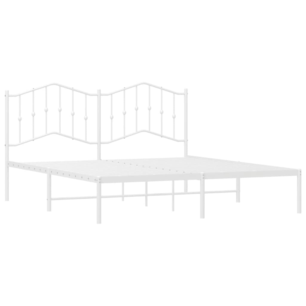 vidaXL Metal Bed Frame without Mattress with Headboard White 183x213 cm