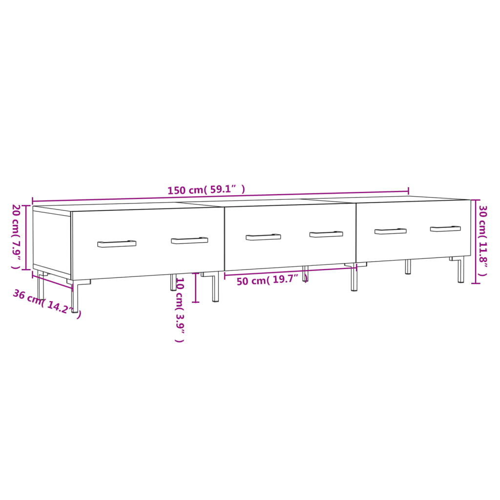 vidaXL TV Cabinet Brown Oak 150x36x30 cm Engineered Wood