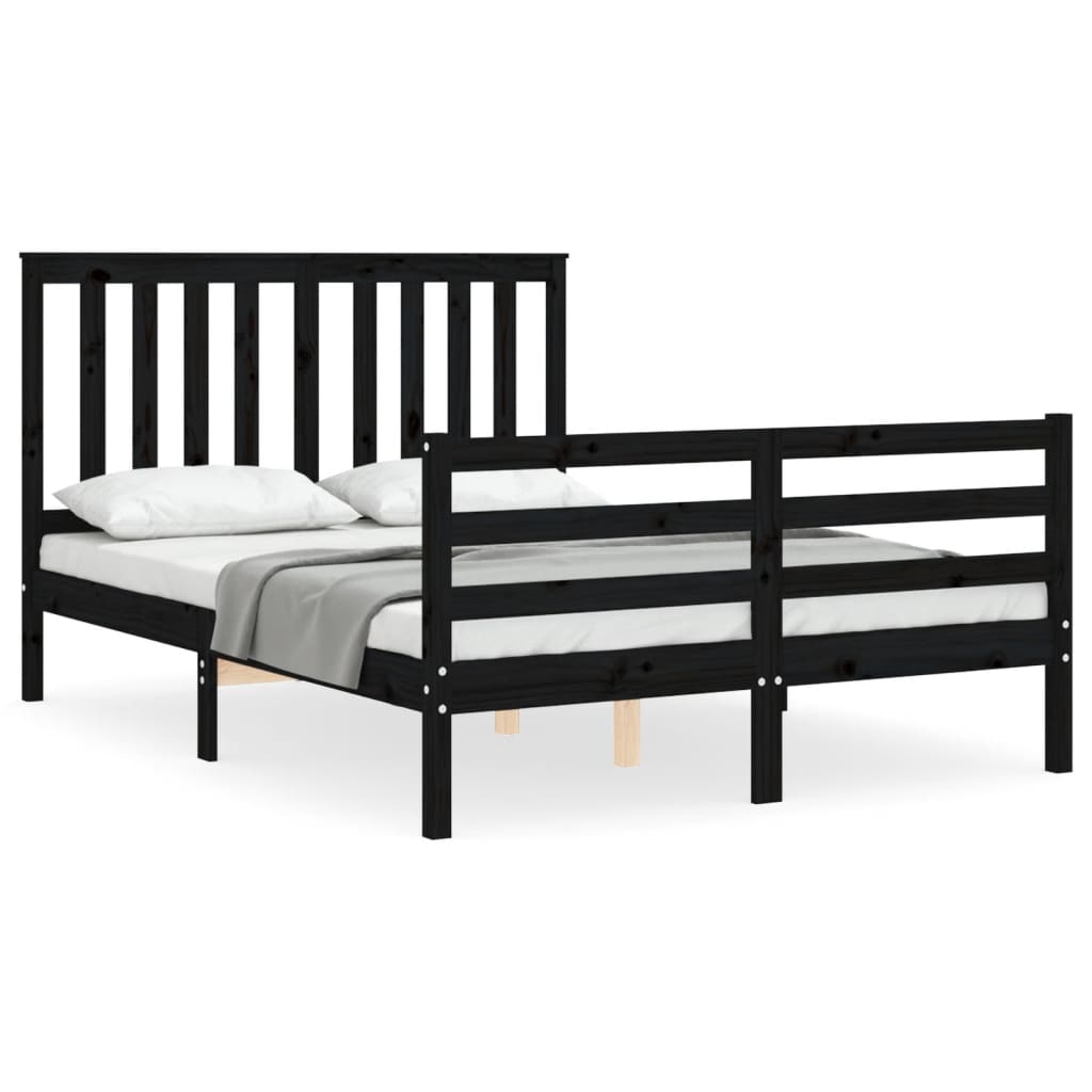 vidaXL Bed Frame without Mattress Black 120x200 cm Solid Wood