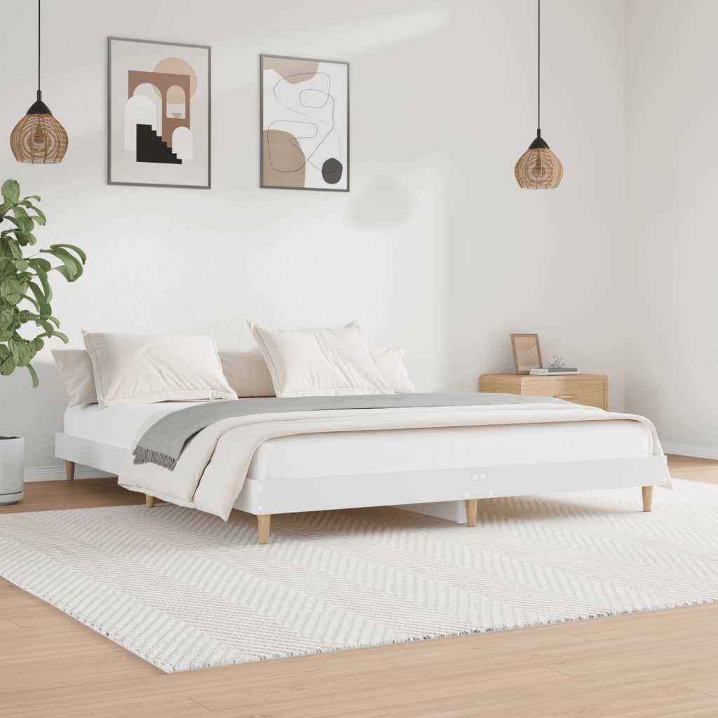 vidaXL Bed Frame without Mattress White 180x200 cm Super King Engineered Wood