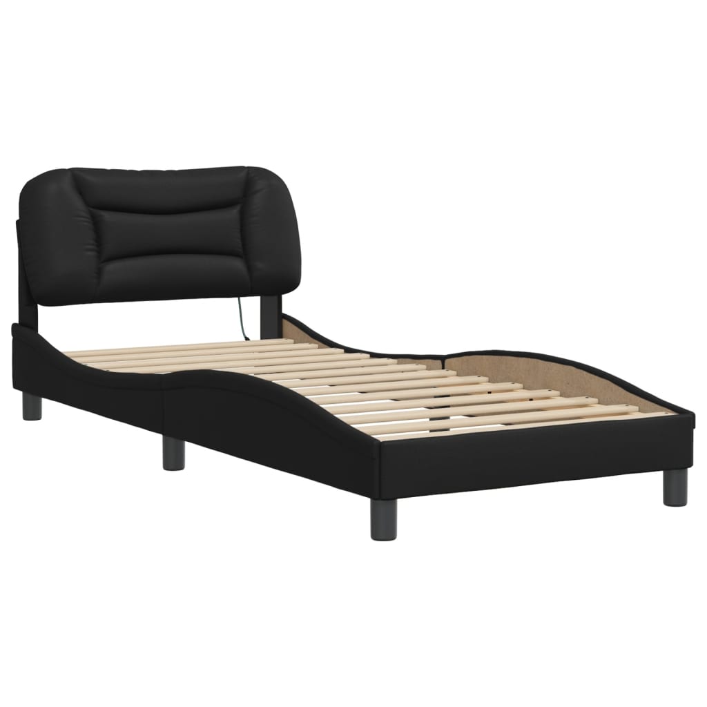 vidaXL Bed Frame with LED without Mattress Black 90x200 cm