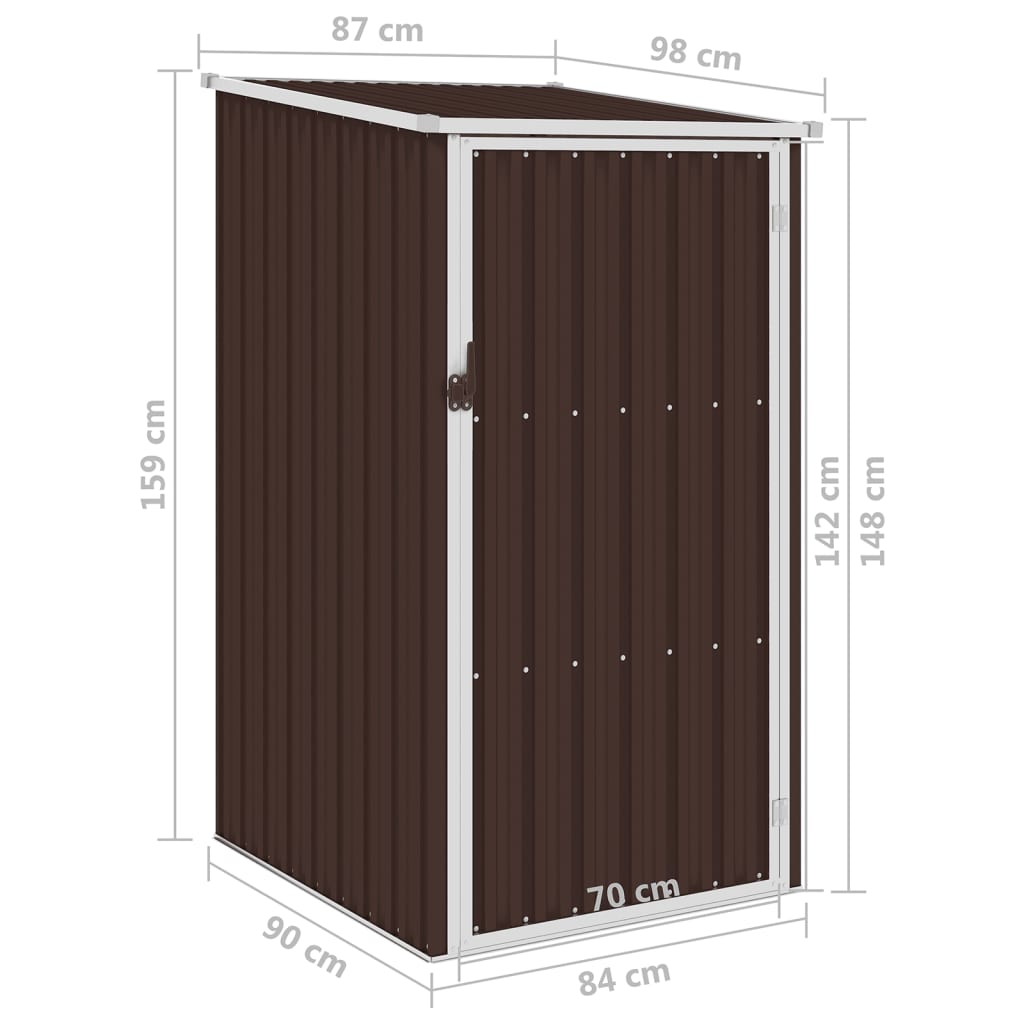 vidaXL Garden Shed Brown 87x98x159 cm Galvanised Steel