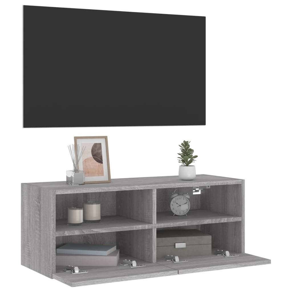 vidaXL TV Wall Cabinet Grey Sonoma 80x30x30 cm Engineered Wood