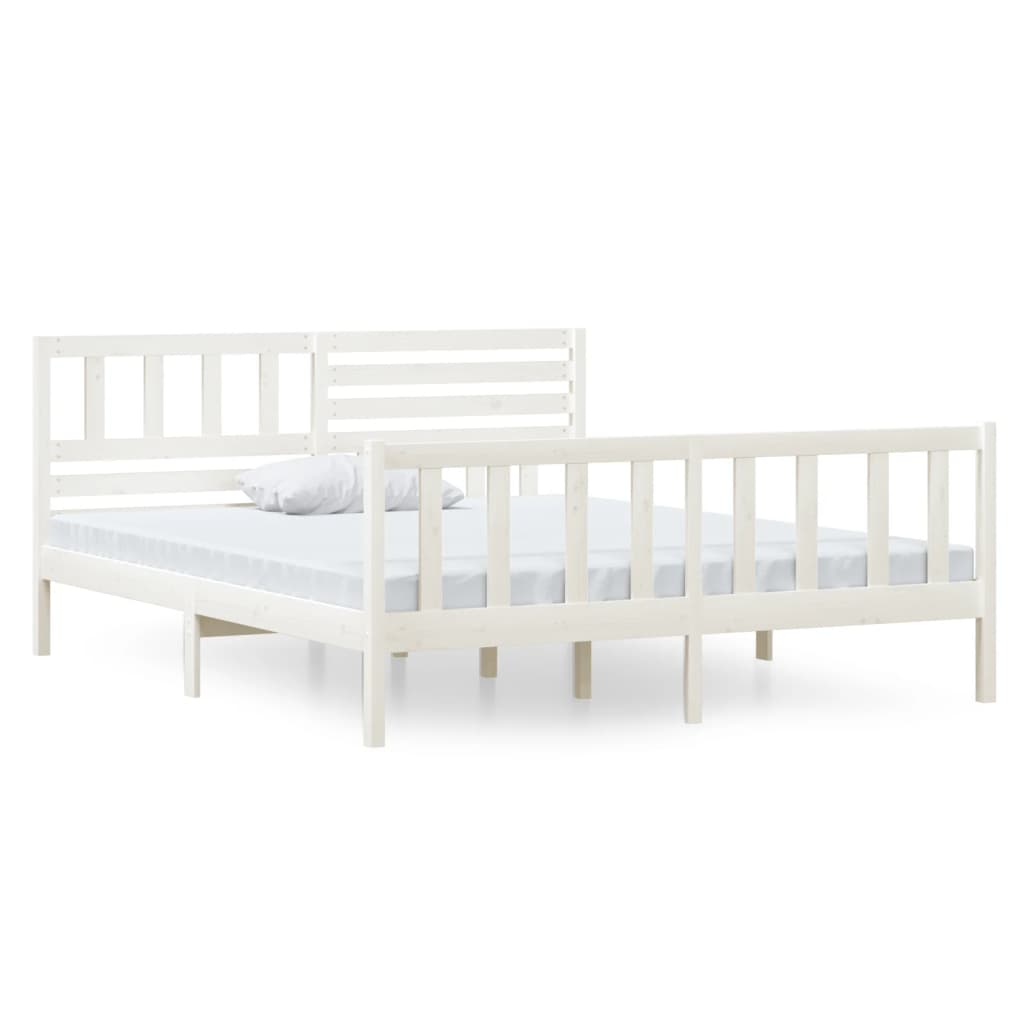 vidaXL Bed Frame without Mattress White Solid Wood 140x190 cm (810063+814145)