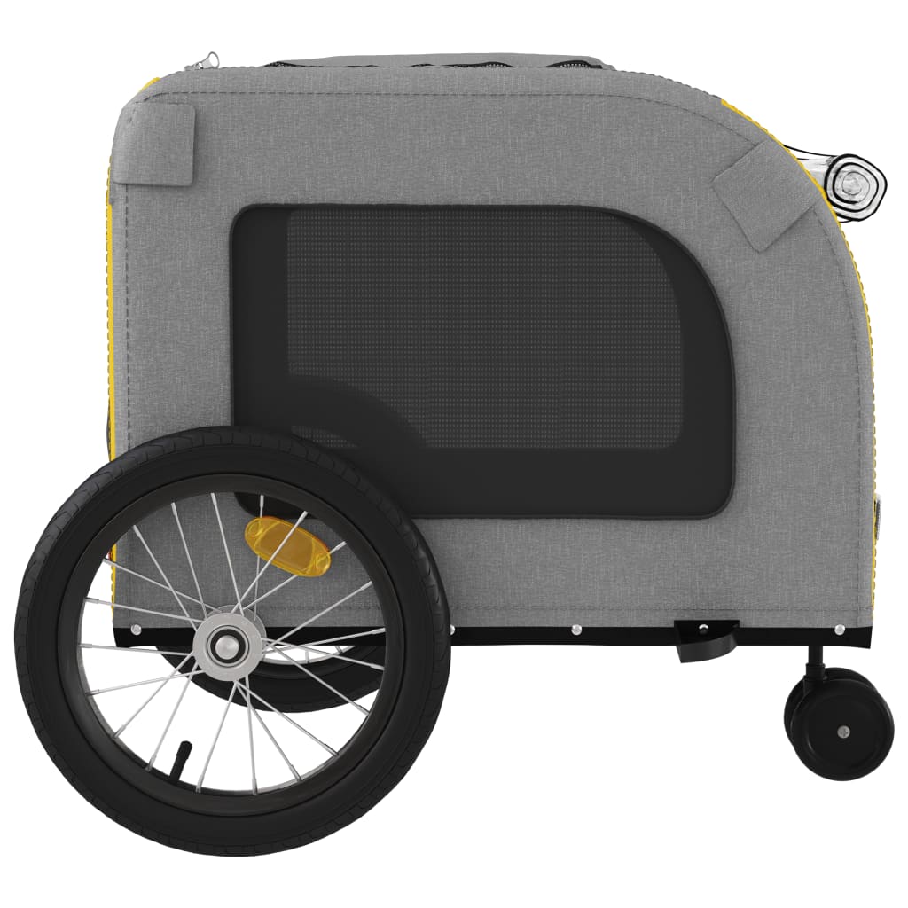 vidaXL Pet Bike Trailer Yellow and Grey Oxford Fabric and Iron