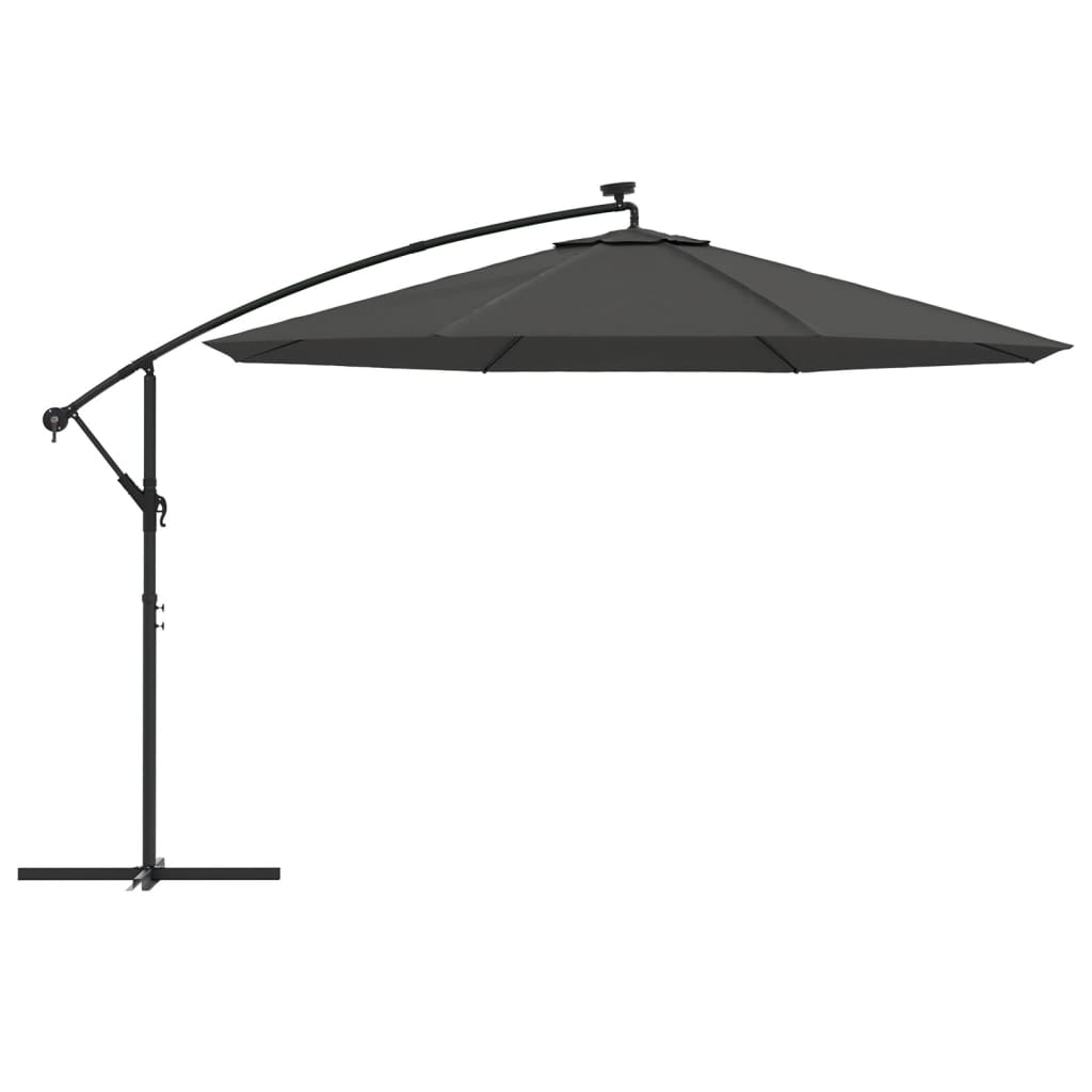 vidaXL Cantilever Garden Parasol with LED Lights and Metal Pole 350 cm Anthracite