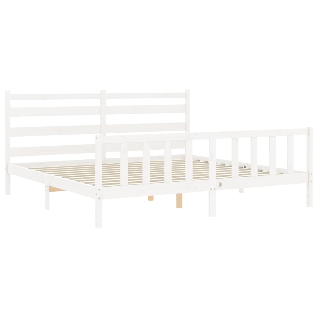 vidaXL Bed Frame without Mattress White 200x200 cm Solid Wood Pine