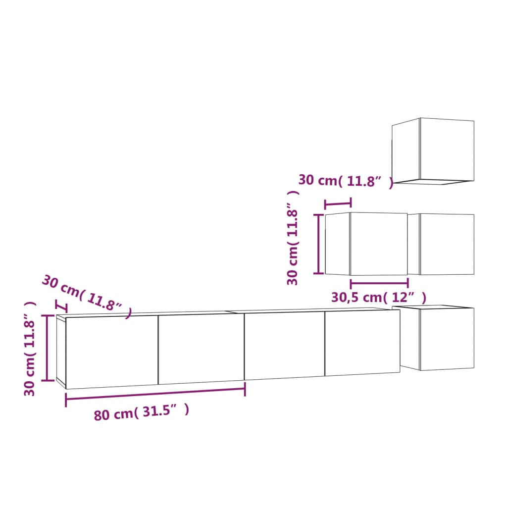 vidaXL Wall-mounted TV Cabinet Brown Oak Engineered Wood