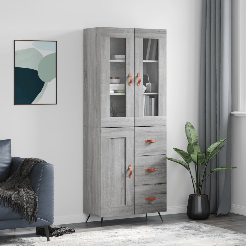 vidaXL Highboard Grey Sonoma 69.5x34x180 cm Engineered Wood