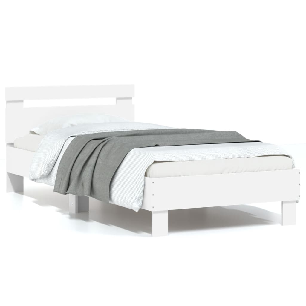 vidaXL Bed Frame without Mattress with Headboard White 90x190 cm Single