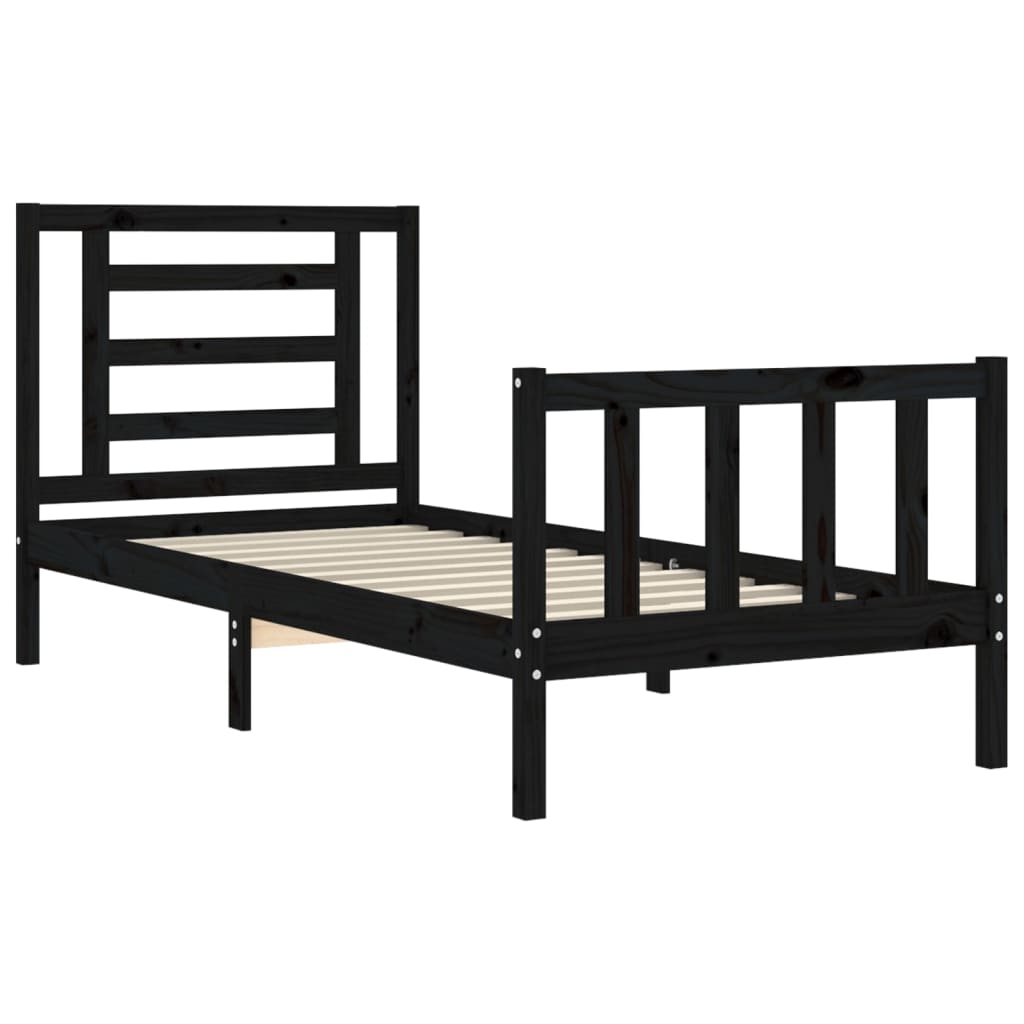 vidaXL Bed Frame without Mattress Black 90x200 cm Solid Wood Pine