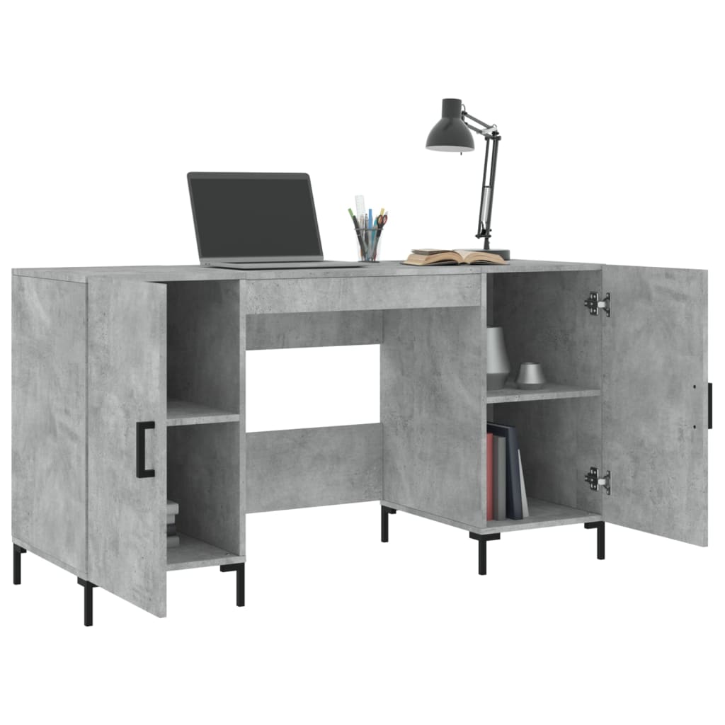 vidaXL Desk Concrete Grey 140x50x75 cm Engineered Wood