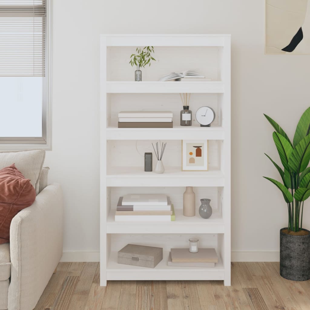 vidaXL Book Cabinet White 80x35x154 cm Solid Wood Pine