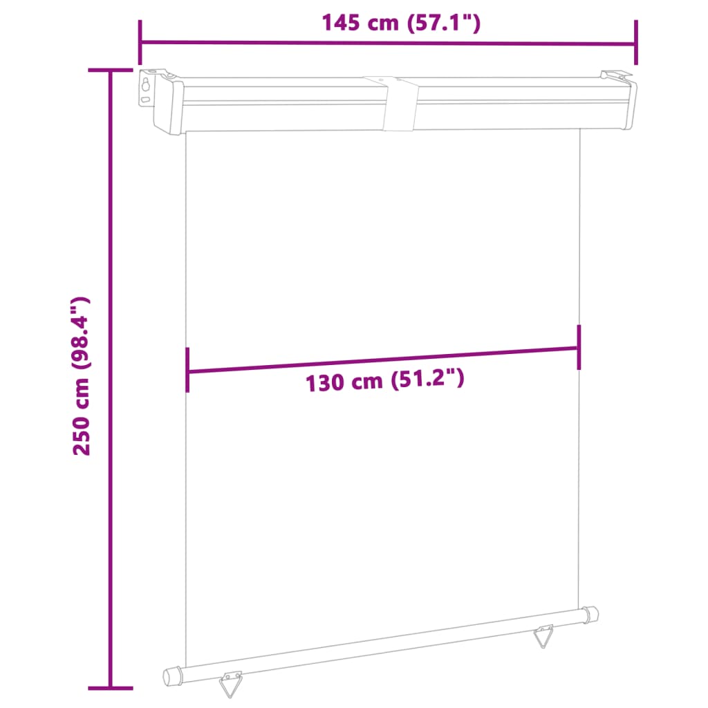 vidaXL Balcony Side Awning 145x250 cm Red