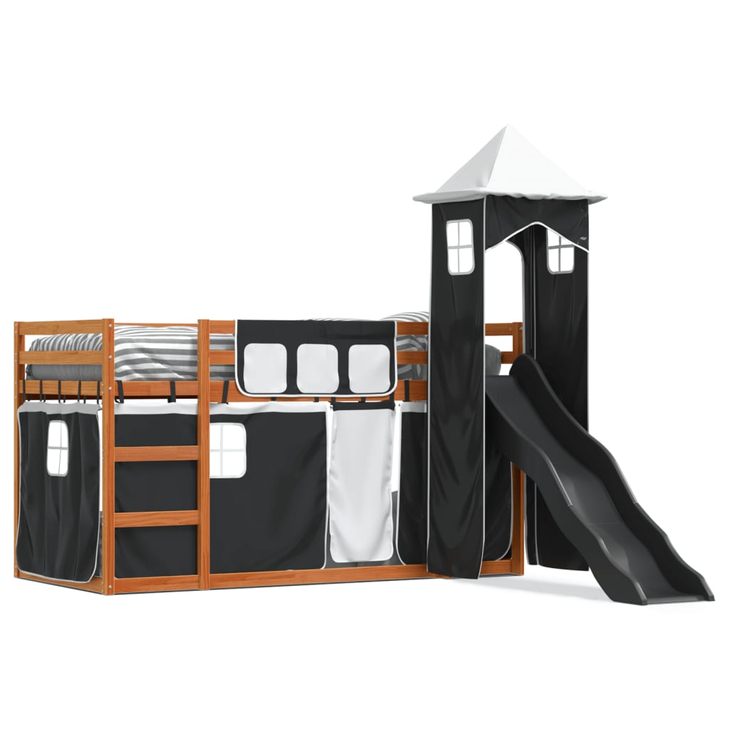 vidaXL Bunk Bed without Mattress with Slide White and Black 90x190 cm Single