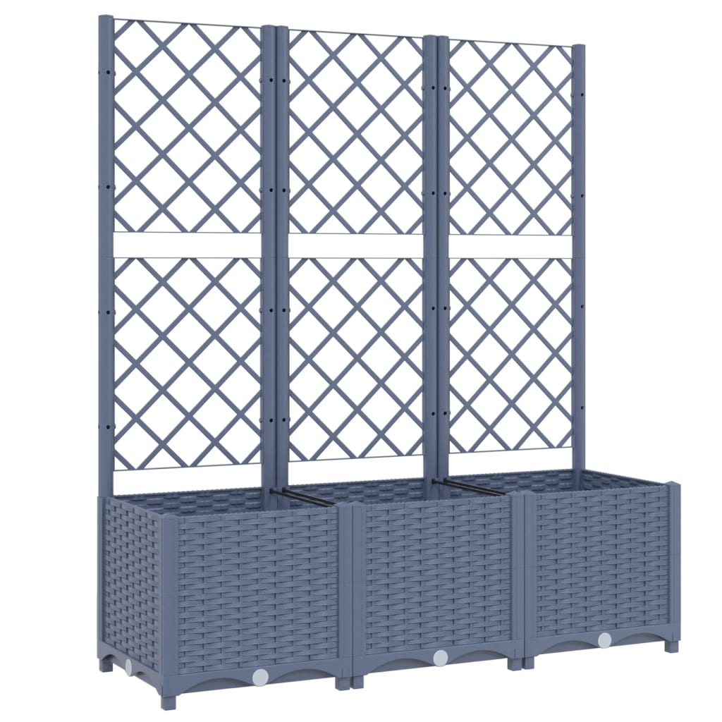 vidaXL Garden Planter with Trellis Dark Grey 120x40x136 cm PP