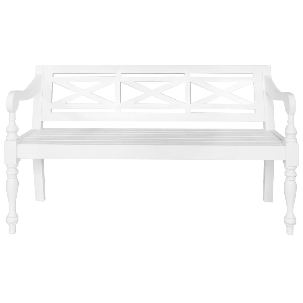 vidaXL Batavia Bench 123 cm Solid Mahogany Wood White