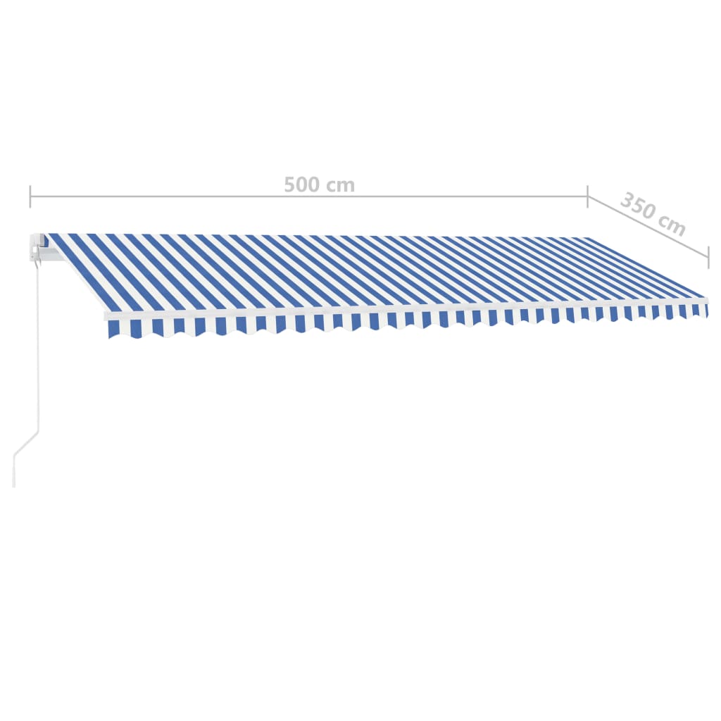 vidaXL Freestanding Manual Retractable Awning 500x350 cm Blue/White