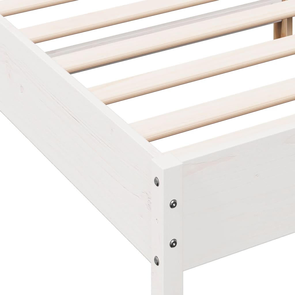 vidaXL Bed Frame without Mattress White 135x190 cm Double Solid Wood Pine