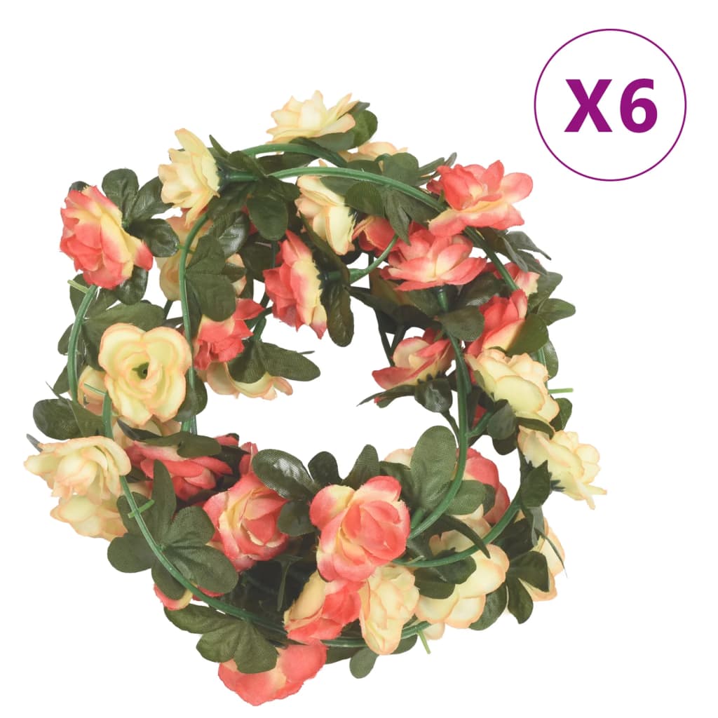 vidaXL Christmas Flower Garlands 6 pcs Rose and Champagne 240 cm